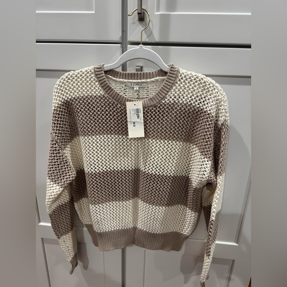 Z Supply Brown and Cream Striped Sweater